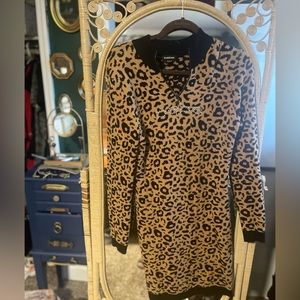BEBE CHEETAH SWEATER DRESS